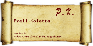 Preil Koletta névjegykártya